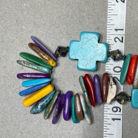 Gorgeous Colorful Turquoise, Howlite, and other Gems, 21" with a Toggle Clasp - Picture 9 of 10
